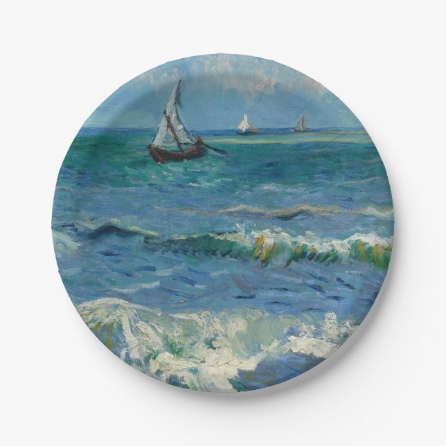 The Sea at Les Saintes Maries de la Mer | Van Gogh Paper Plate (Front)