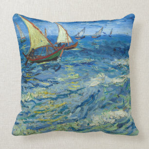 The Sea at Saintes-Maries by Vincent van Gogh Cushion