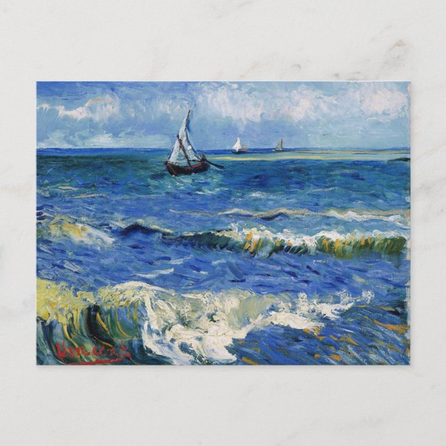 The Sea at Saintes Maries de la Mer, Van Gogh Post Postcard (Front)