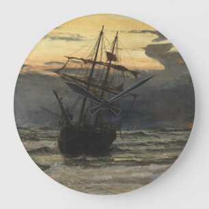 The Sea-Beach after a Storm Time, Dawn Large Clock
