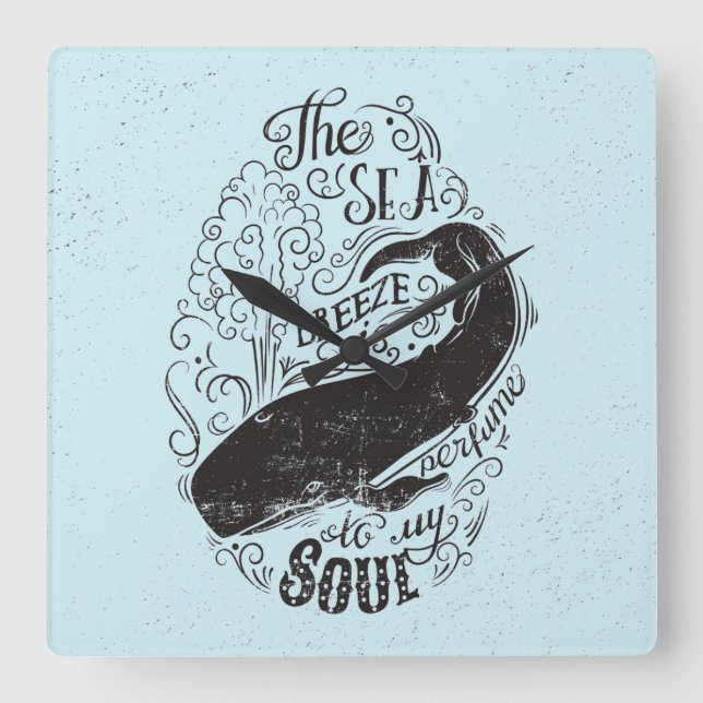 The Sea Breeze Is Perfume Square Wall Clock (Front)