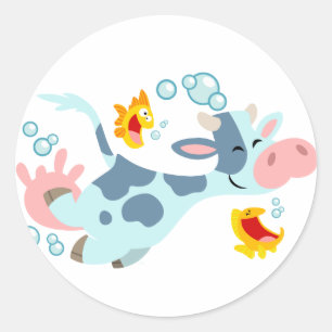 The Sea Cow and Fish Friends Sticker