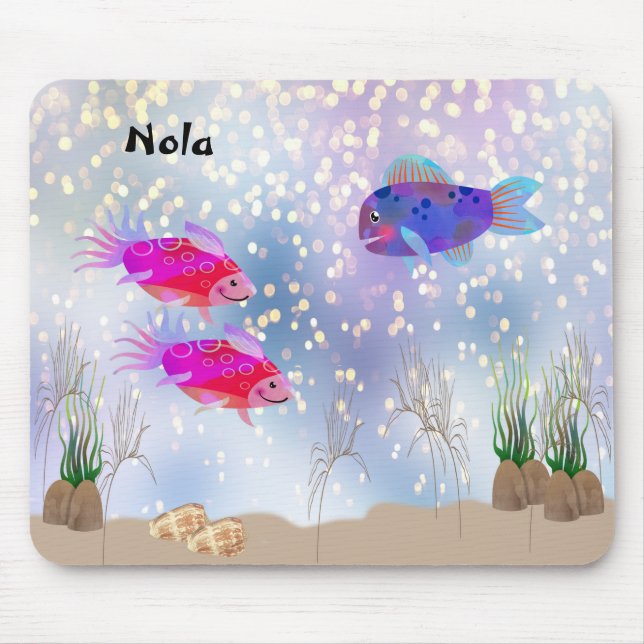 The Sea Cute Fish & Plants Mouse Mat (Front)