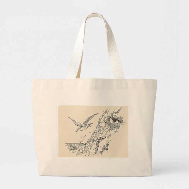 The Sea Gulls Large Tote Bag (Front)