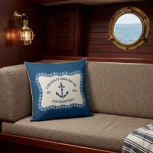 The Sea Is Calling Me Personalised Beach House Cushion