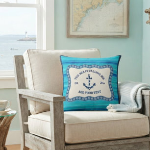 The Sea Is Calling Me Personalised Beach House Cushion