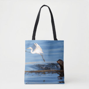The Sea Lion and the Great White Egret Tote Bag