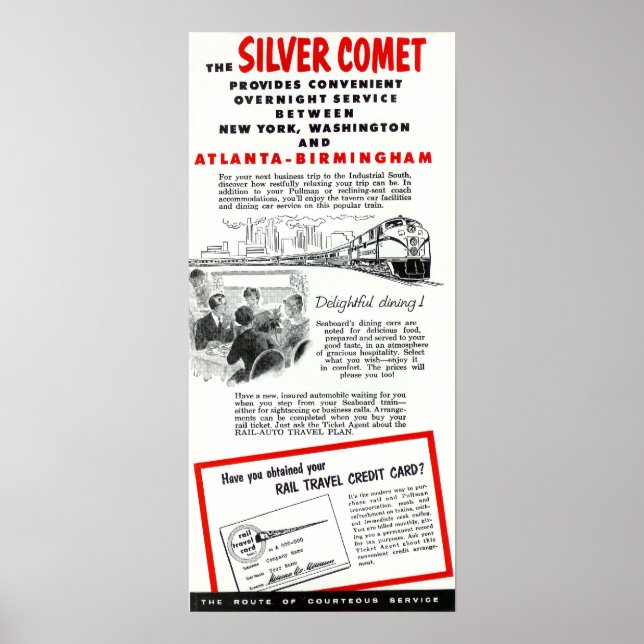 The Seaboard RailRoad Silver Comet Train Poster (Front)