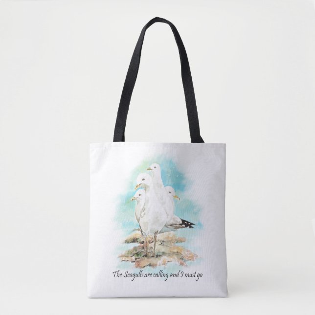 The Seagulls Are Calling and I Must Go Tote Bag (Front)