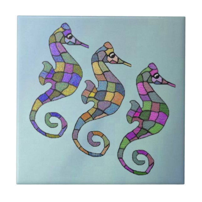 The Seahorse Rainbow Ceramic Tile (Front)