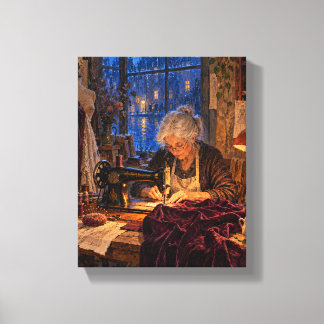 The Seamstress at the Last Blue Window Canvas Print