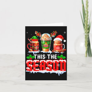 The Season Christmas Three Santa Reindeer Elf Coff Card