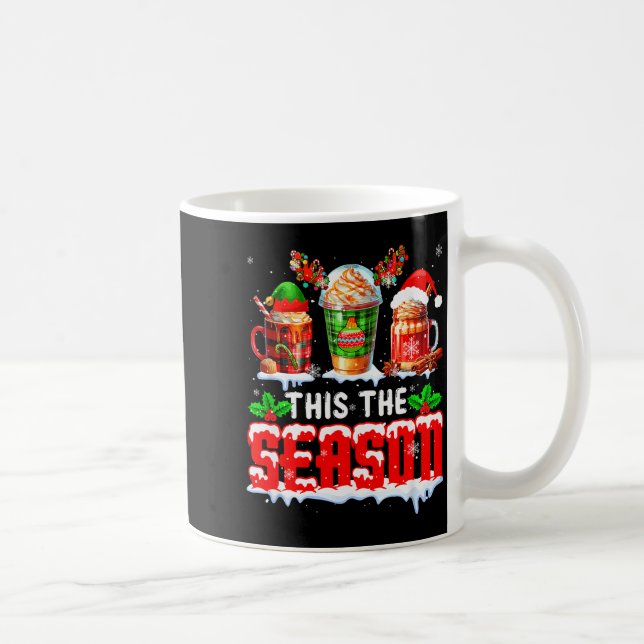 The Season Christmas Three Santa Reindeer Elf Coff Coffee Mug (Right)
