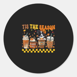 The Season Coffee Pumpkin Border Collie Halloween  Classic Round Sticker