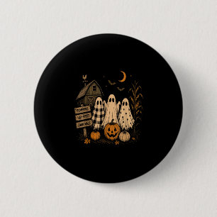 The season ghost trio pumpkin patch farmhouse 6 cm round badge