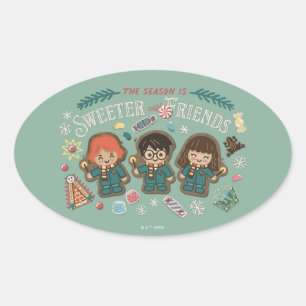 The Season is Sweeter with Friends Oval Sticker