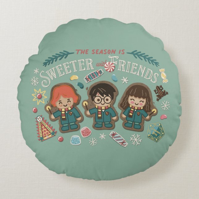 The Season is Sweeter with Friends Round Cushion (Front)