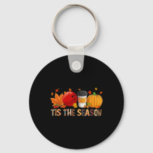 The Season Leopard Pumpkin Bowling Halloween Fall Key Ring