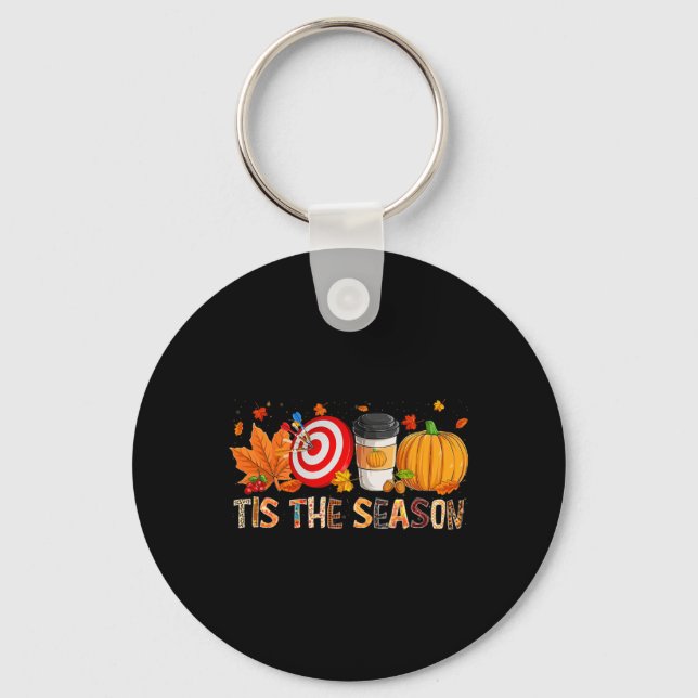 The Season Leopard Pumpkin Darts Halloween Fall Le Key Ring (Front)