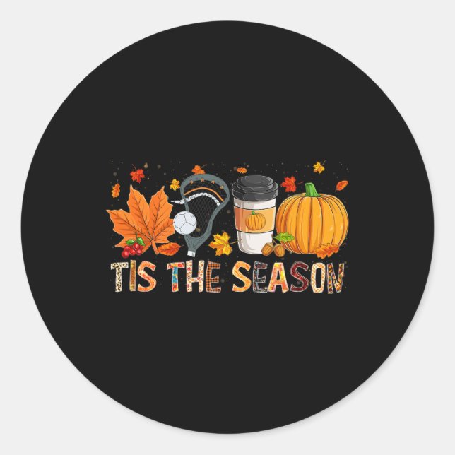 The Season Leopard Pumpkin Lacrosse Halloween Fall Classic Round Sticker (Front)