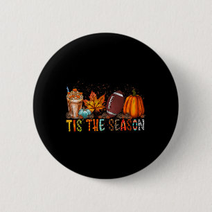 The Season Pumpkin And Spice Football Halloween Fa 6 Cm Round Badge