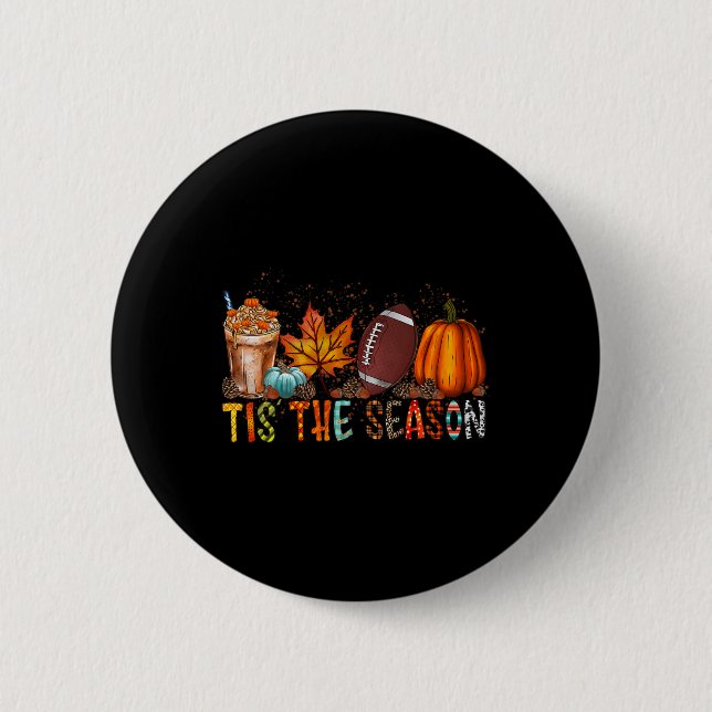The Season Pumpkin And Spice Football Halloween Fa 6 Cm Round Badge (Front)