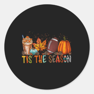 The Season Pumpkin And Spice Football Halloween Fa Classic Round Sticker