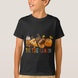 The Season Pumpkin And Spice Football Halloween Fa T-Shirt