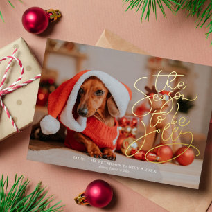 "The Season To Be Jolly" Custom Photo Christmas  Foil Holiday Card