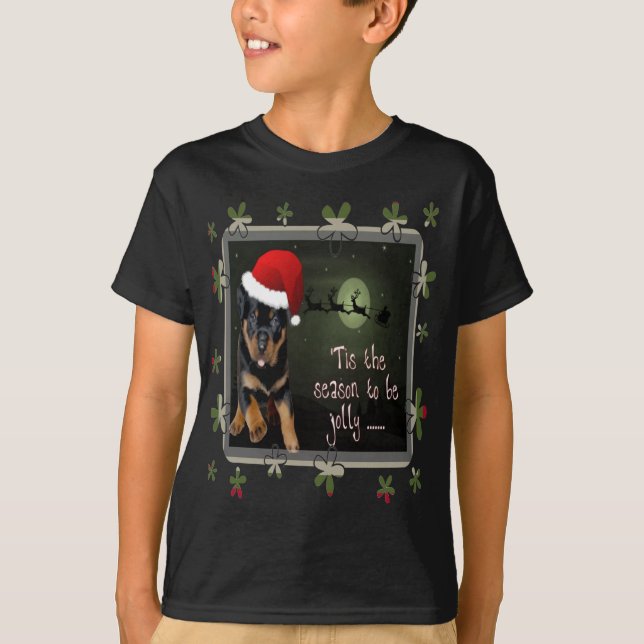 The Season To Be Jolly Cute Pup Holiday Greetings T-Shirt (Front)