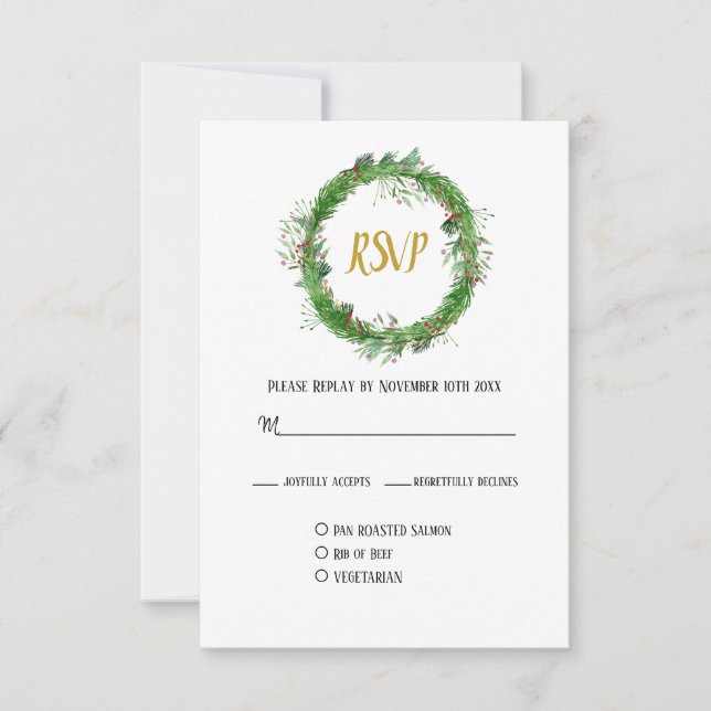 The Season to be Married | Winter Greenery Wedding RSVP Card (Front)