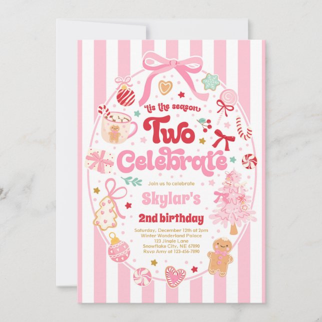 The Season Two Celebrate Christmas 2nd Birthday Invitation (Front)