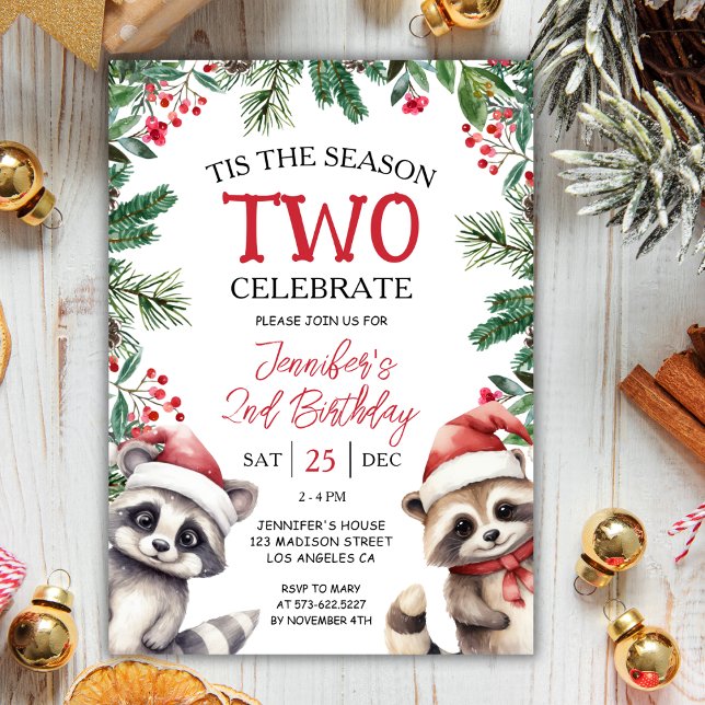 The Season TWO | Raccoons Christmas 2nd Birthday Invitation (Creator Uploaded)