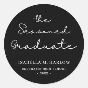 The Seasoned Graduate Personalised Classic Round Sticker