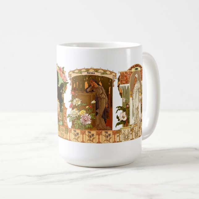 The Seasons Art Nouveau by Sonrel. Coffee Mug (Front Right)