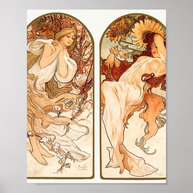 The Seasons Original 1897 By Alphonse Mucha Poster (Front)