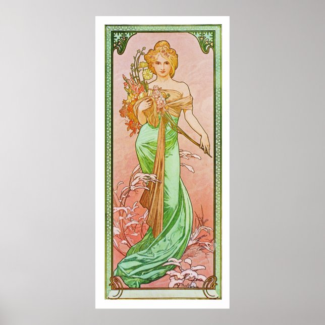 The Seasons: Spring Printemps, 1900 Alphonse Mucha Poster (Front)