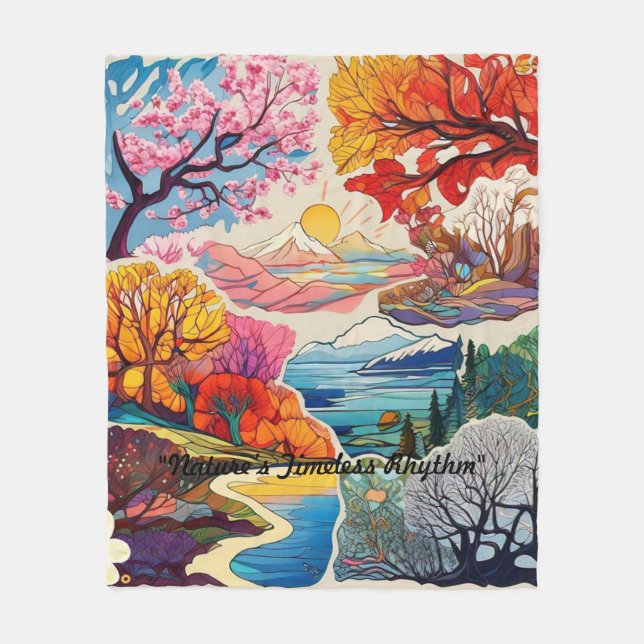 "The Seasons Unfold" Fleece Blanket (Front)