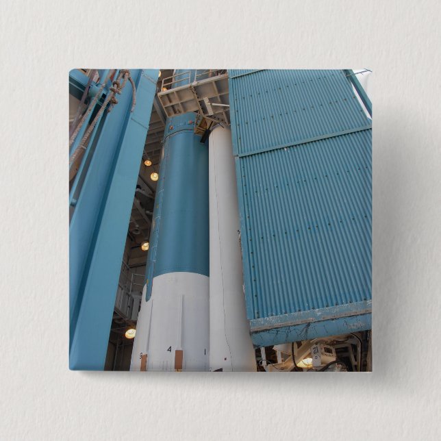 The second solid rocket motor is moved into pla 15 cm square badge (Front)