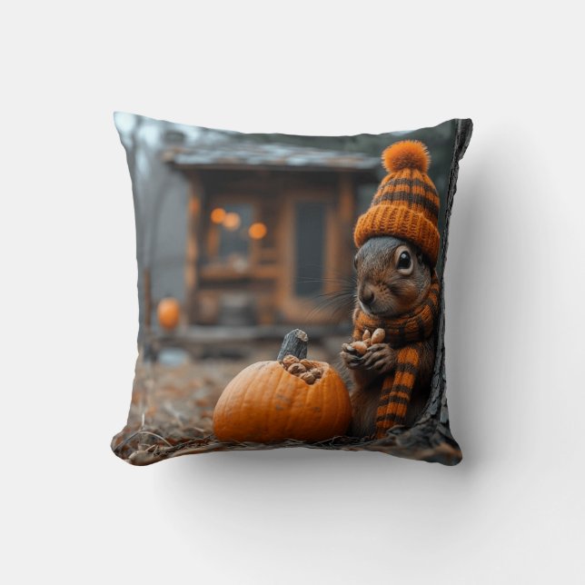 The secret forest feast of the squirrel Ai image Cushion (Front)