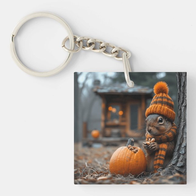 The secret forest feast of the squirrel Ai image Key Ring (Front)
