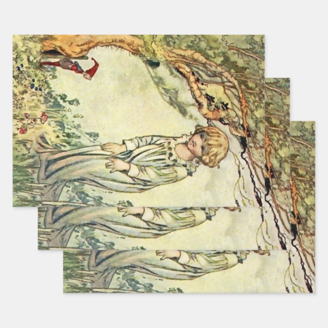 “The Secret Garden” Fairy Art by Charles Robinson Wrapping Paper Sheet (Set)
