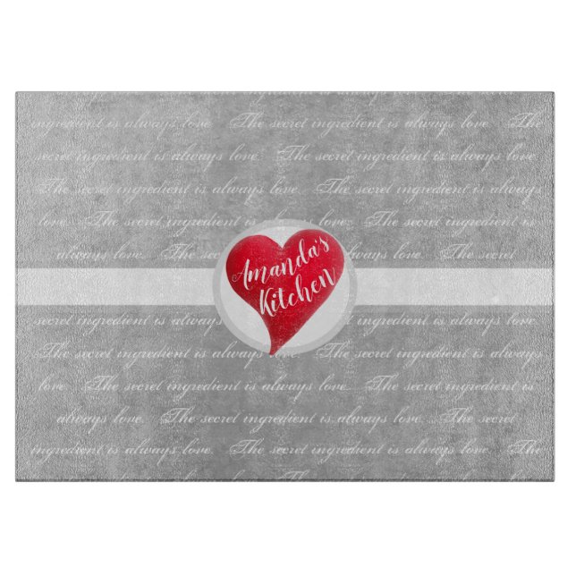 The secret ingredient is always love marble heart cutting board (Front)