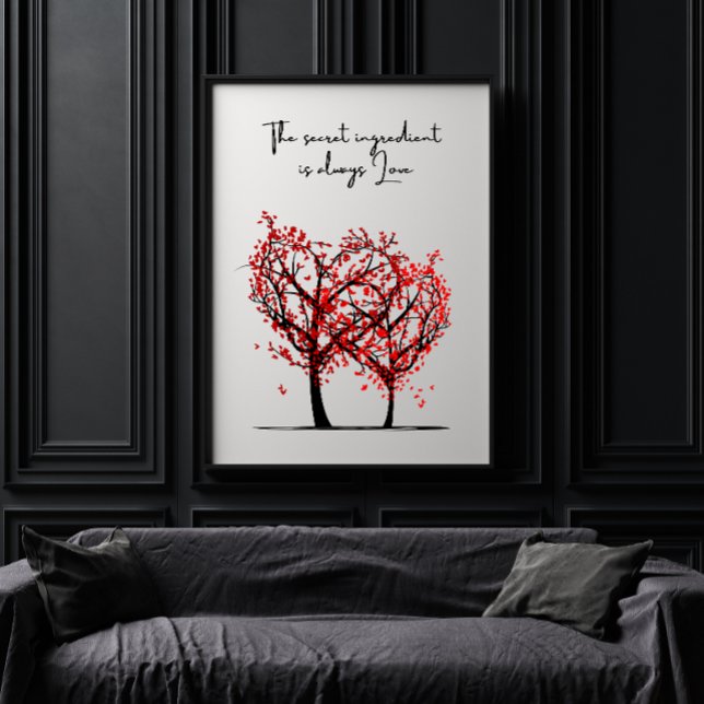 The Secret Ingredient is Love Red Tree Hearts  Poster (Creator Uploaded)
