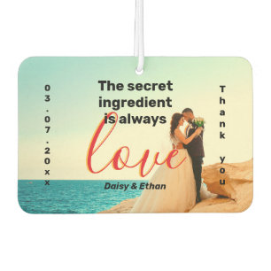 The Secret is Love Custom Wedding Photo Thank You  Car Air Freshener