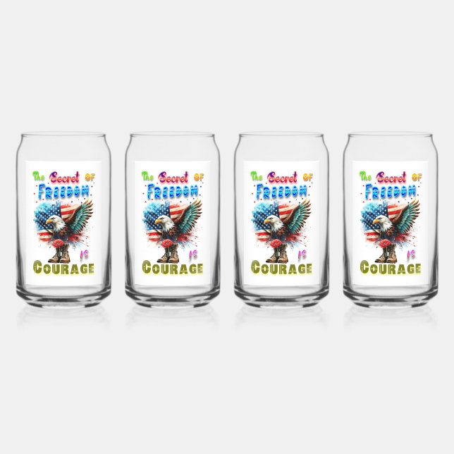 The Secret Of Freedom Is Courage Can Glass (Front)