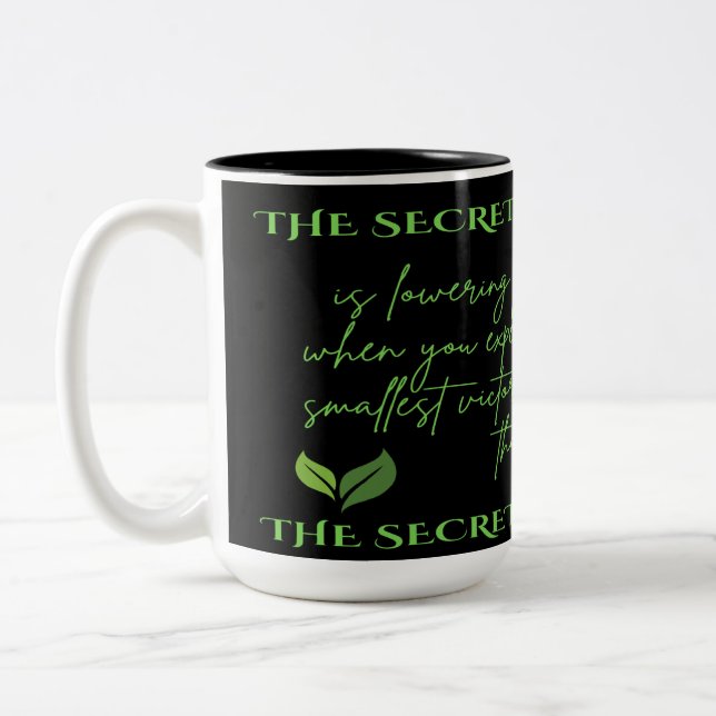 The Secret of Happiness Quote Two-Tone Coffee Mug (Left)