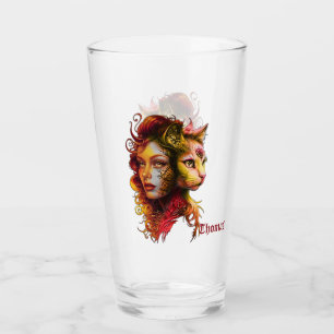 The secret of the symbiosis of a woman and a cat,  glass