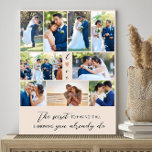 The Secret Quote Photo Collage 9 Wedding Pictures Canvas Print<br><div class="desc">Gallery canvas print for newlyweds with wedding photos and words of wisdom. The quote reads "The secret to having it all is knowing you already do". The photo template is set up to automatically display your photos in vertical, horizontal and square format to give you plenty of flexibility in showcasing...</div>