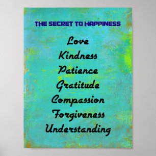 The Secret To Happiness Typography Design Poster